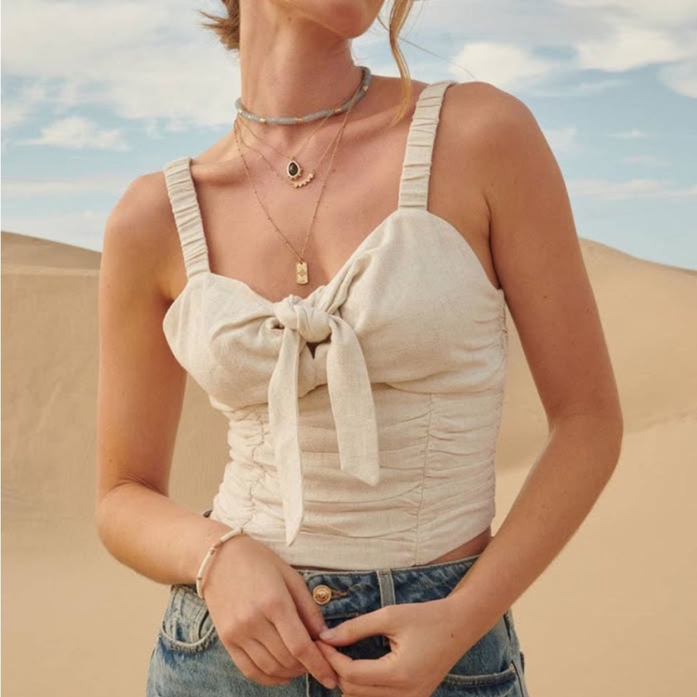 Promesa Woven Ruched Tie Knot Cami Top